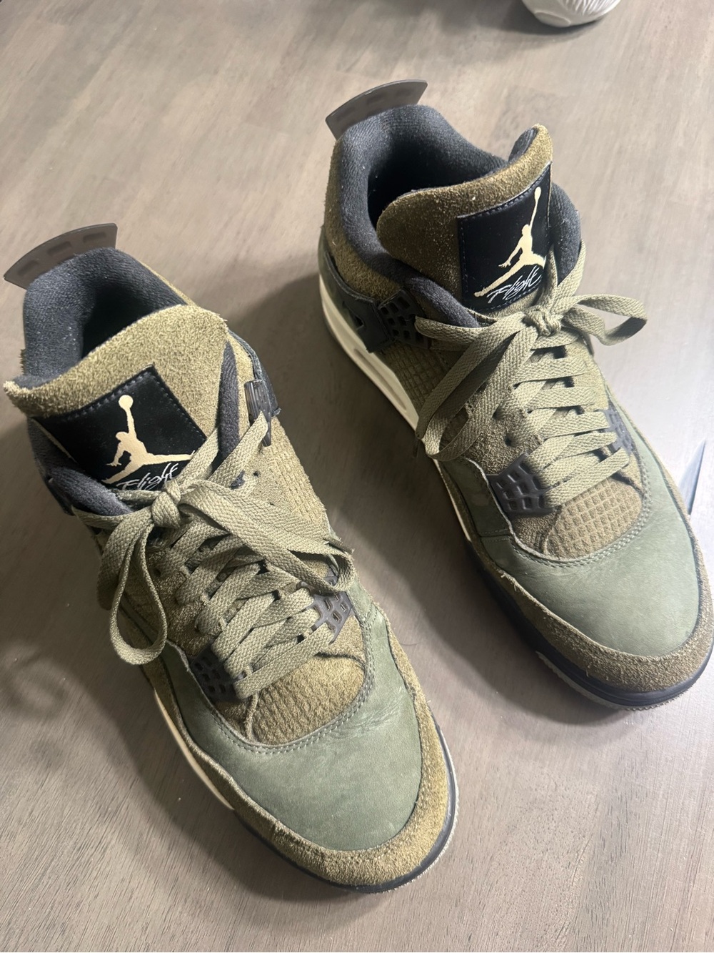 Nike Air Jordan 4 Retro Craft Men's Olive Green Sneakers - Picture 7 of 7